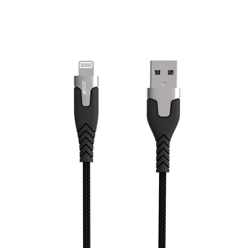 GEAR Ladekabel PRO USB-A til Lightning C89 1,5 m sort Kevlar-kabel med metalstik