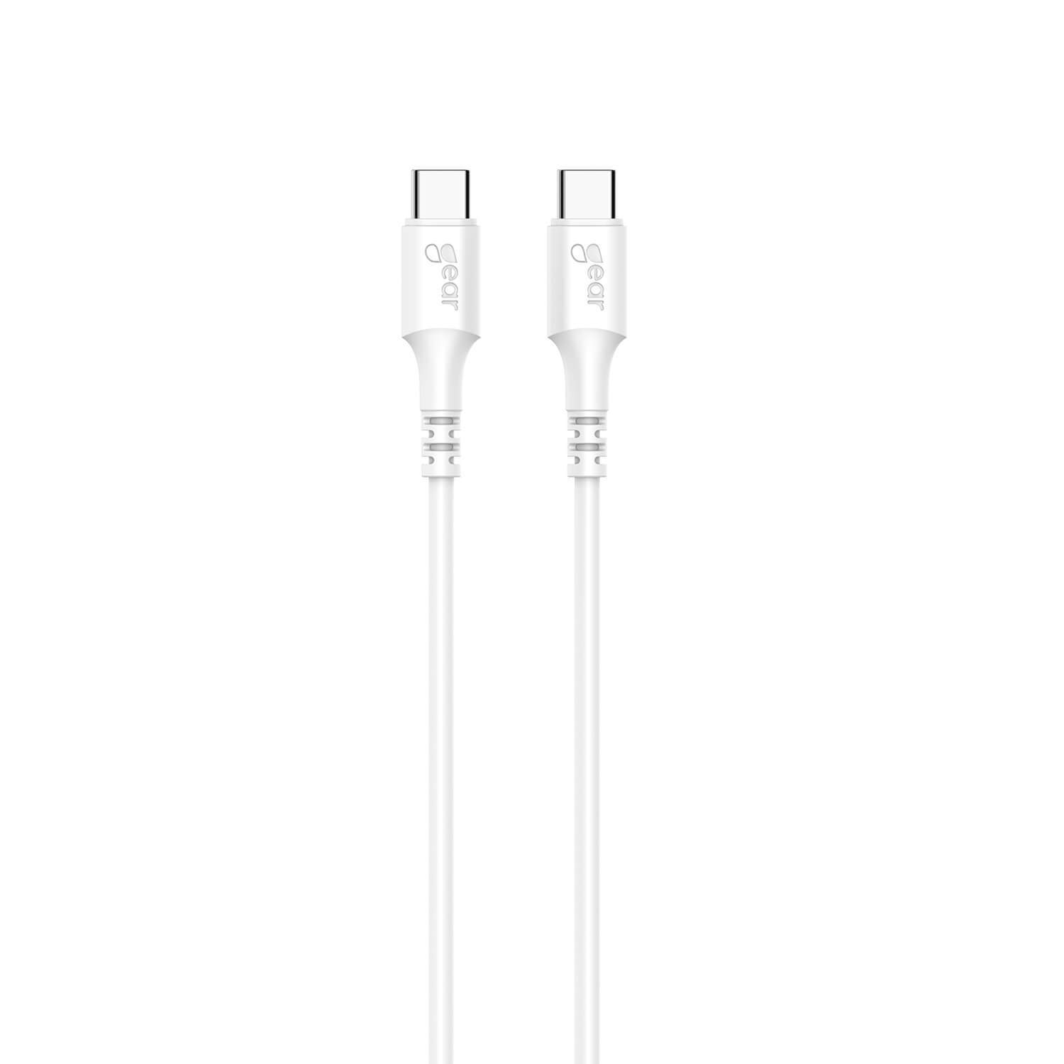 GEAR Laddkabel USB-C till USB-C 2.0 3m Vit Rund Kabel | Elektronik - Kablar & Adaptrar - Adaptrar & Signalomvandlare - USB | Pryloteket