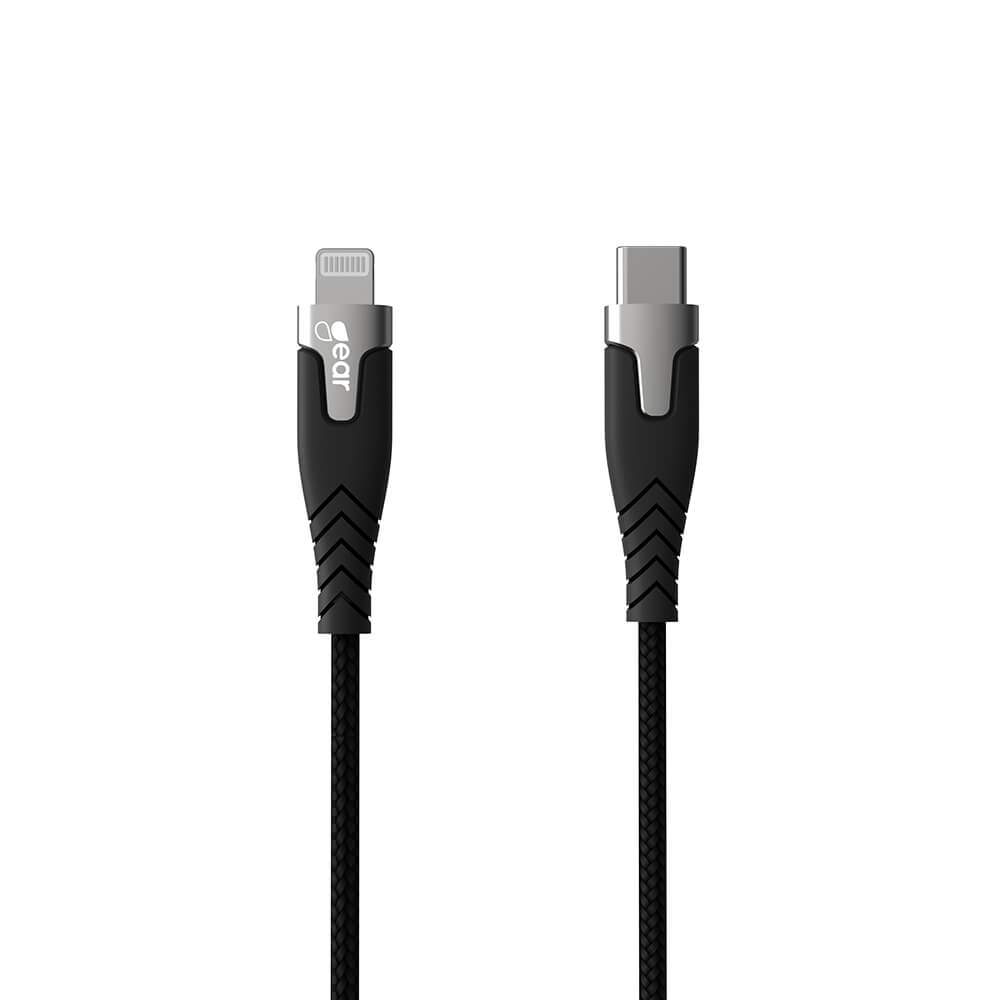 GEAR Ladekabel PRO USB-C til Lightning C94 1,5 m sort Kevlar-kabel med metalstik