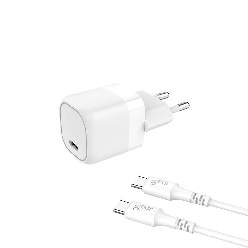 GEAR Charger 220V 1xUSB-C White PD/PPS 25W Cable USB-C to USB-C 3A | Elektronik - Speltillbehör - Nintendo - Nintendo Switch - Laddare | Pryloteket