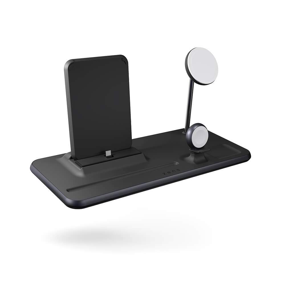 ZENS trådløs oplader 4i1 magnetisk + ur + iPad