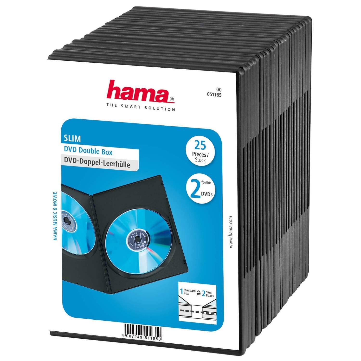 HAMA DVD-boks Slim Dobbelt Sort 25-pak