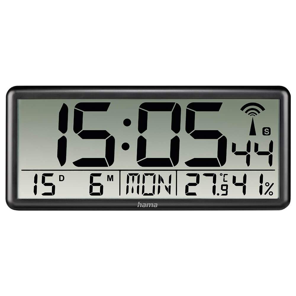 HAMA Wall Clock Digital Jumbo Radio Controlled Black | Hem & Hobby - Hem & Hushåll - Kök - Köksredskap - Lock | Pryloteket