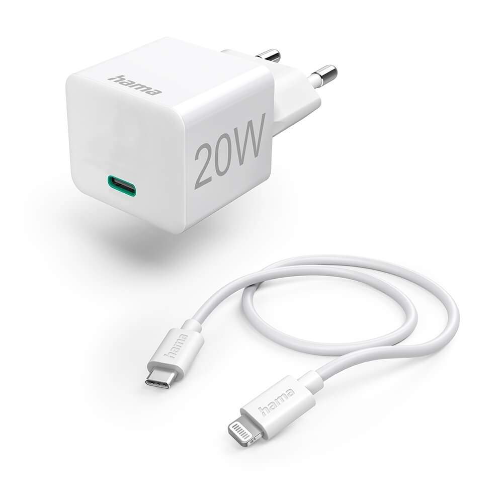 HAMA Oplader 220V Lightning PD 20W Hvid 1,0m