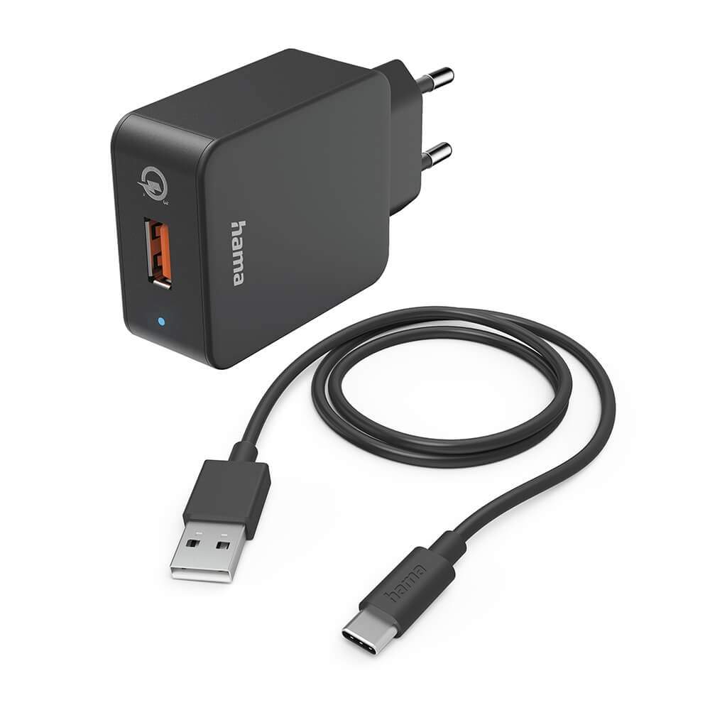HAMA Oplader 220V med USB-C Kabel Qualcomm 19,5W Sort