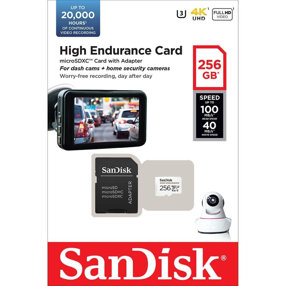 SANDISK Hukommelseskort MicroSDXC 256GB High Endurance med adapter