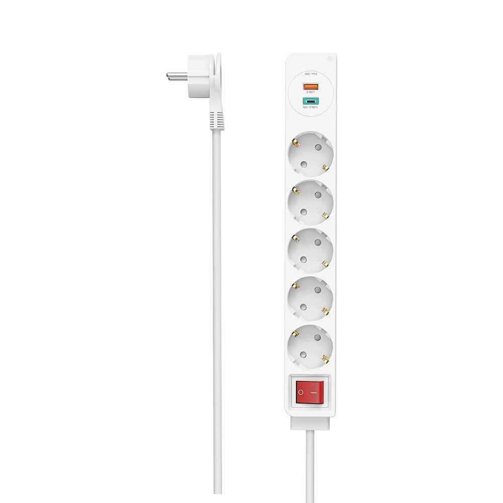 HAMA Power Strip 5-vejs USB-C/A 18W PD 1,4m Hvid
