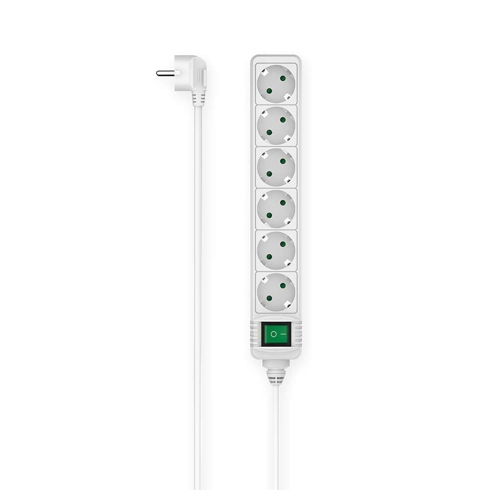 HAMA Power Strip 6-tie kytkin valkoinen 1,4m