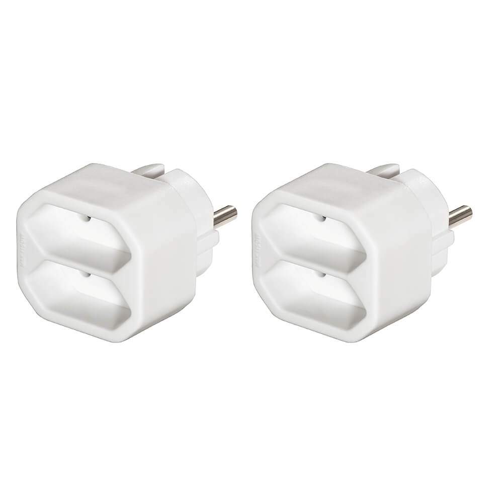 HAMA Socket 2-vejs Adapter Dobbeltpakke Hvid