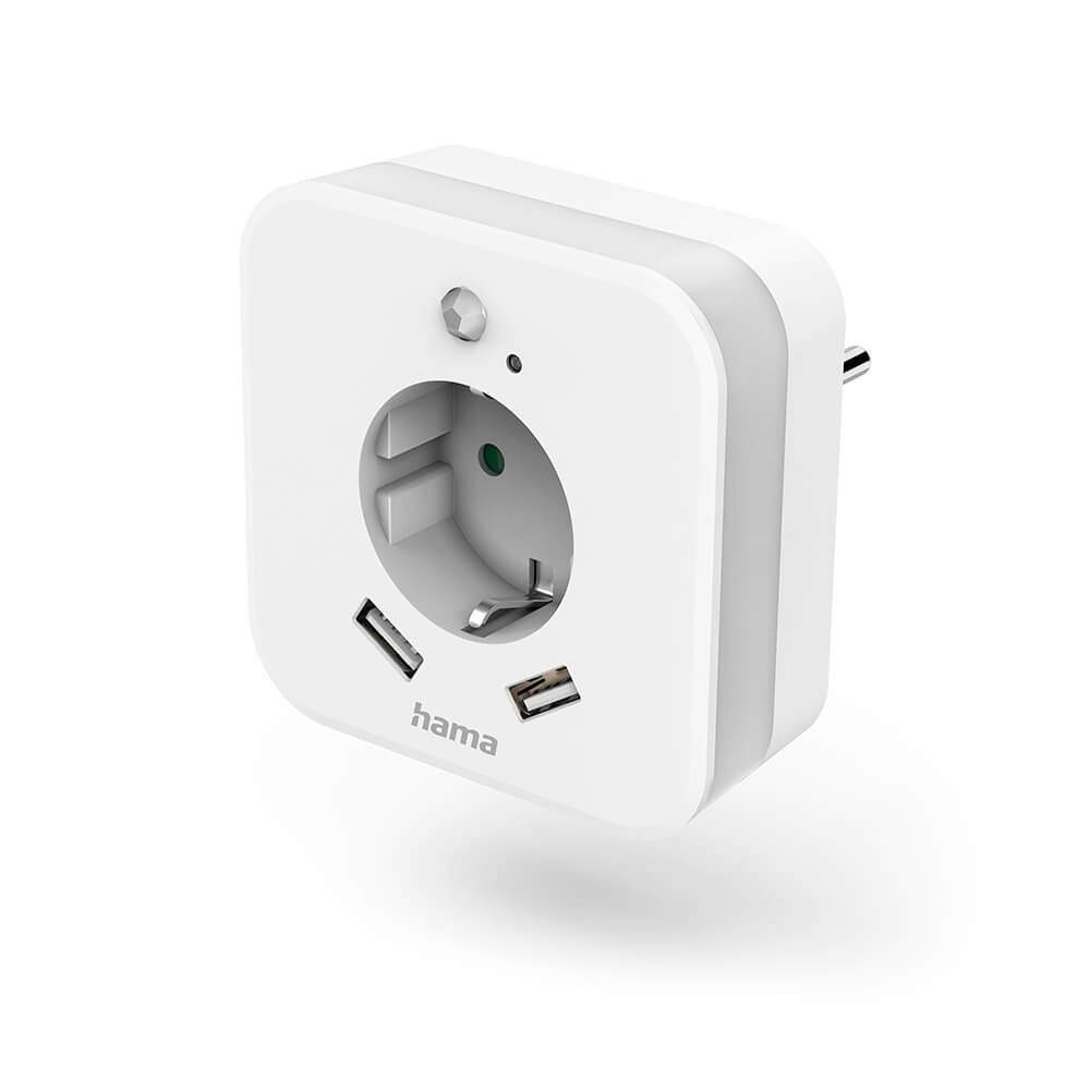 HAMA 220V Socket 2XUSB-A Nightlight White | Hem & Hobby - Hem & Hushåll - Bygg | Pryloteket
