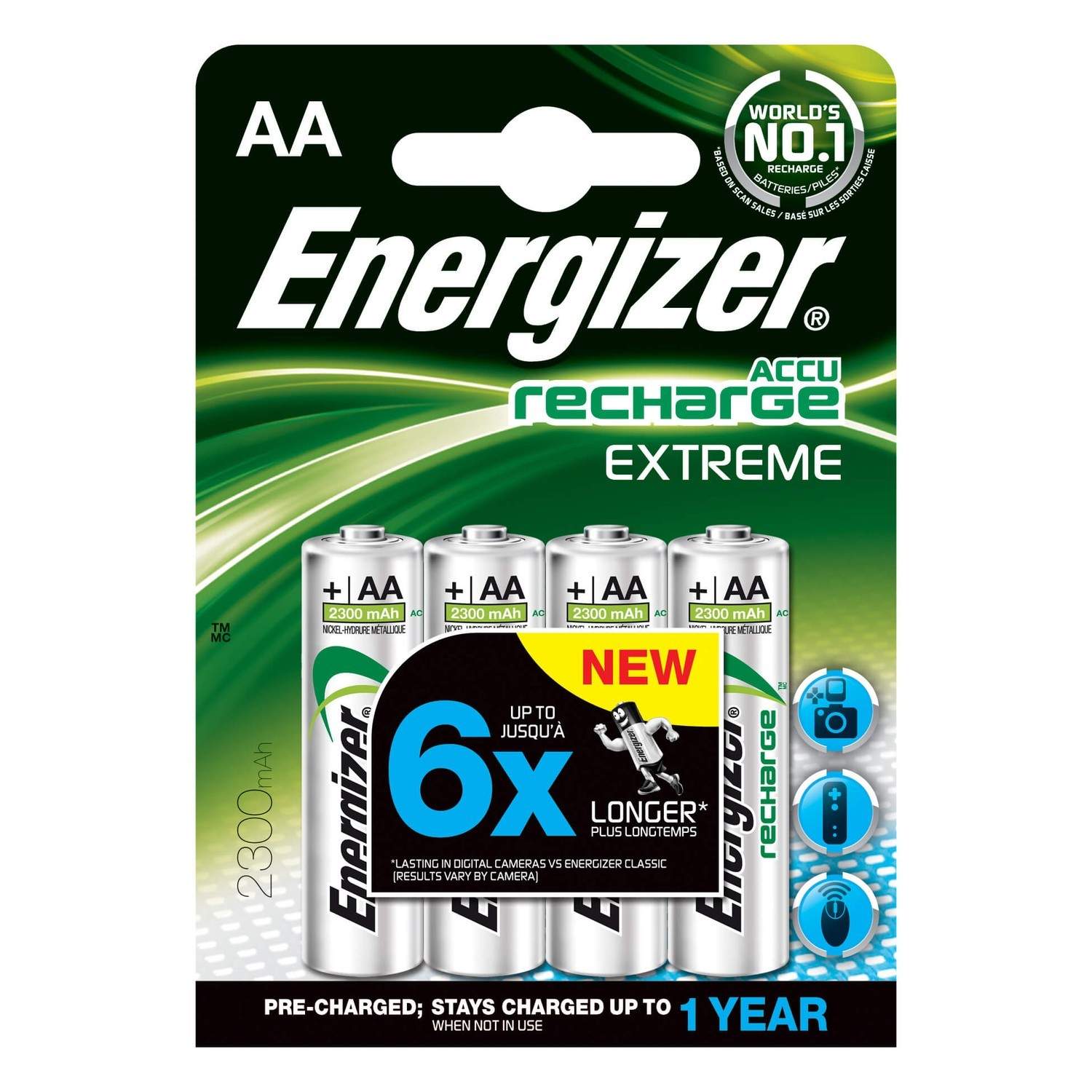 ENERGIZER-batteri AA/LR6 genopladeligt Ni-Mh 2300mAh 4-pak