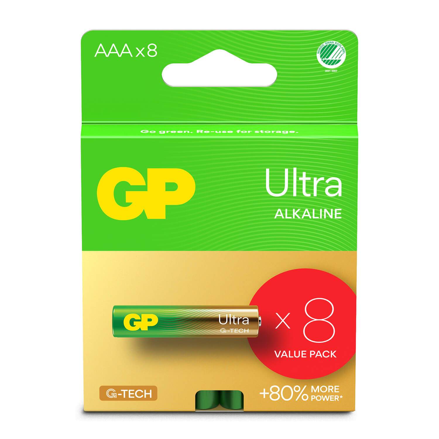 GP Ultra Alkaline Batteri AAA LR03 8-pak