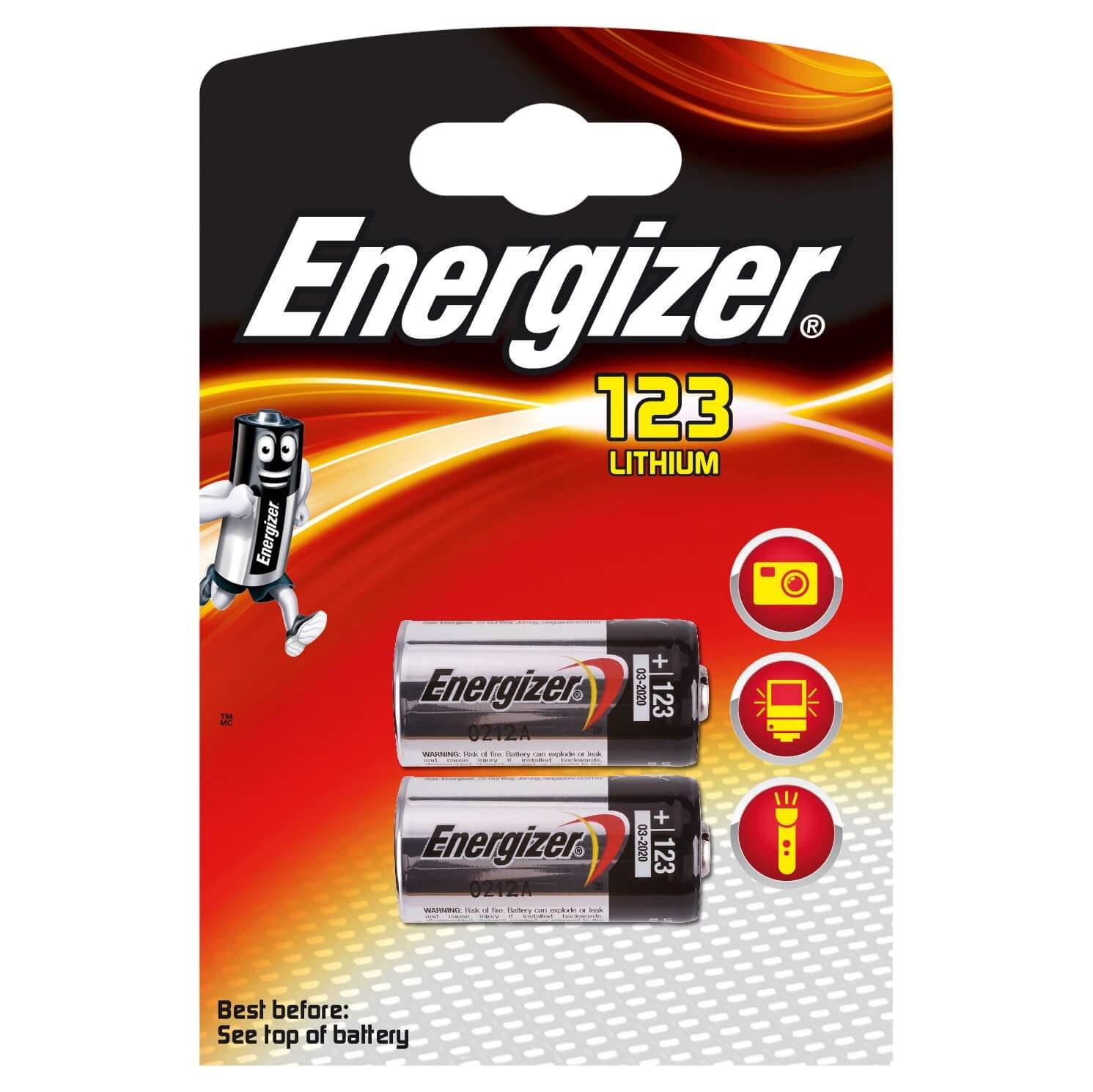 ENERGIZER Batteri CR123 Lithium 2-pak