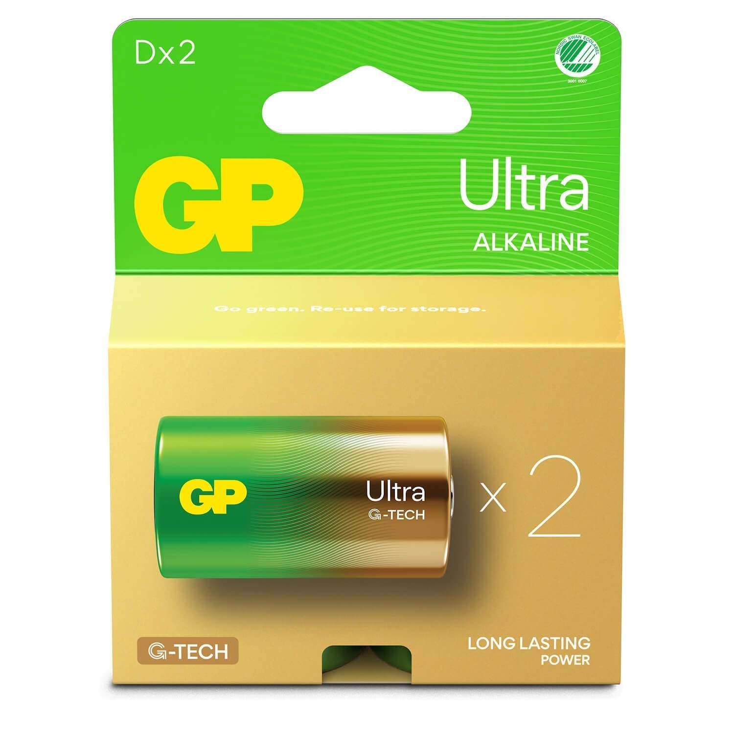 GP Ultra Alkaline Batteri D LR20 2-pak