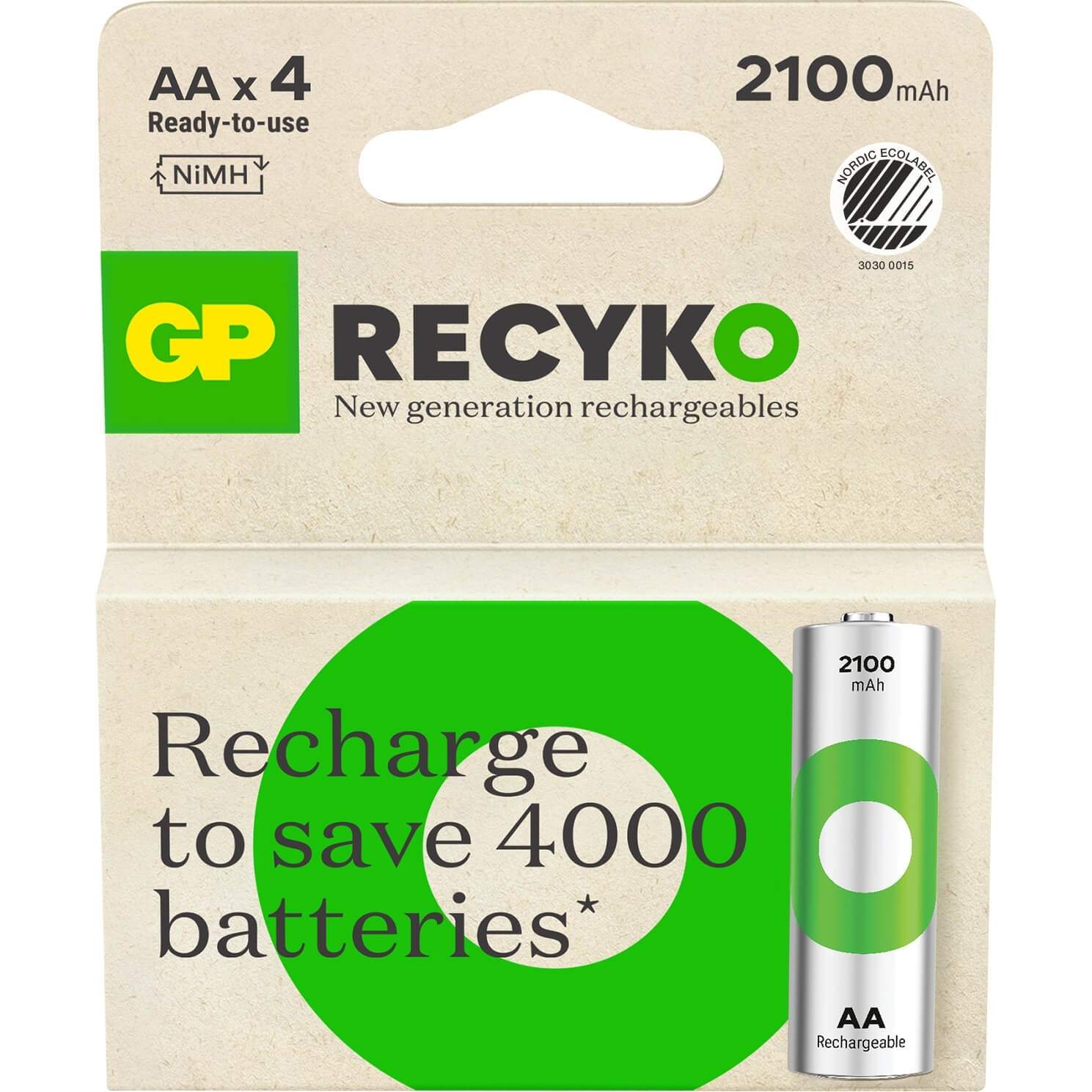 GP Recyko NiMH AA AA HR6 2100mAh 4 kpl