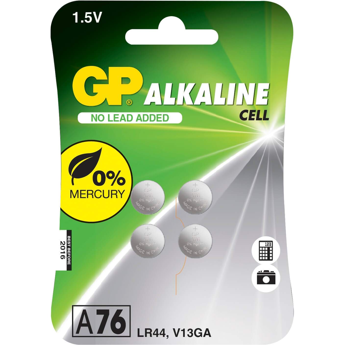 GP Alkaline Møntcelle LR44 A76 4-pak