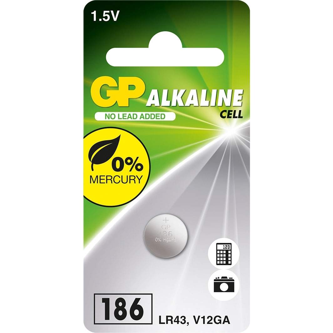 GP Alkaline Møntcelle 186/LR43 1-pak