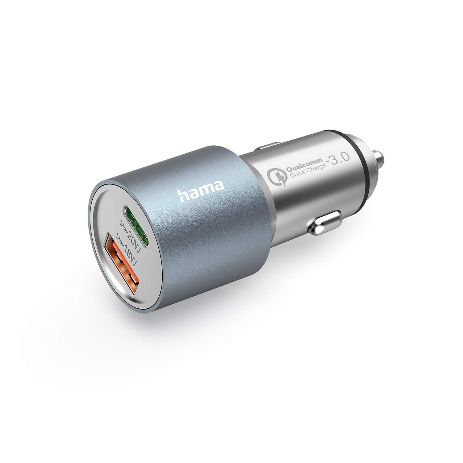HAMA Biloplader USB-C USB-A PD 38W Metal