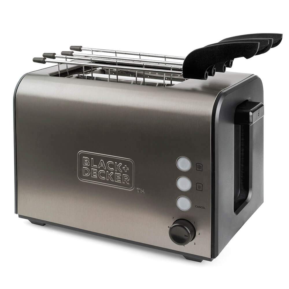 BLACK+DECKER Brødrister 2-skive børstet ekstra gitter