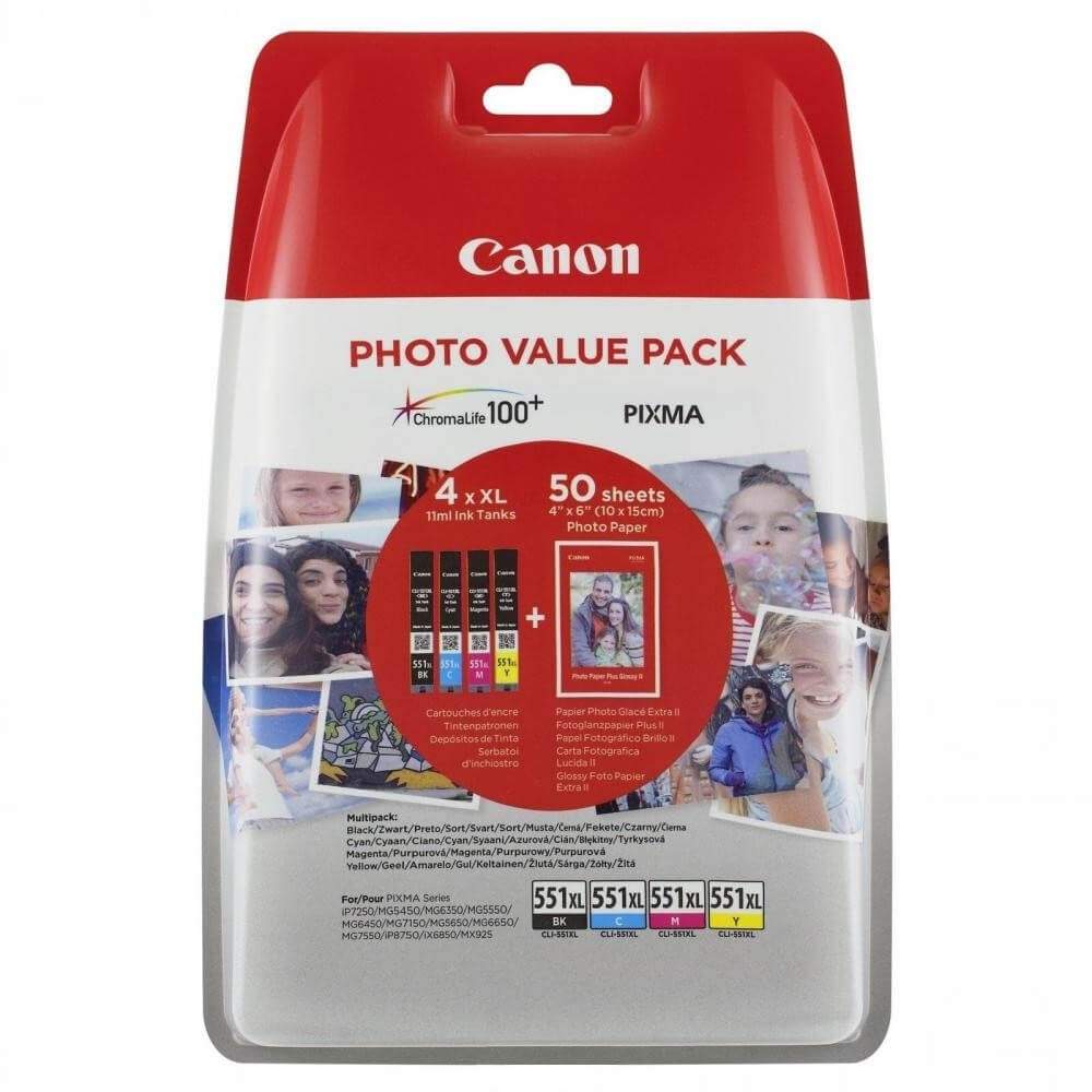 CANON Ink 6443B006 CLI-551XL Multipack + Papir