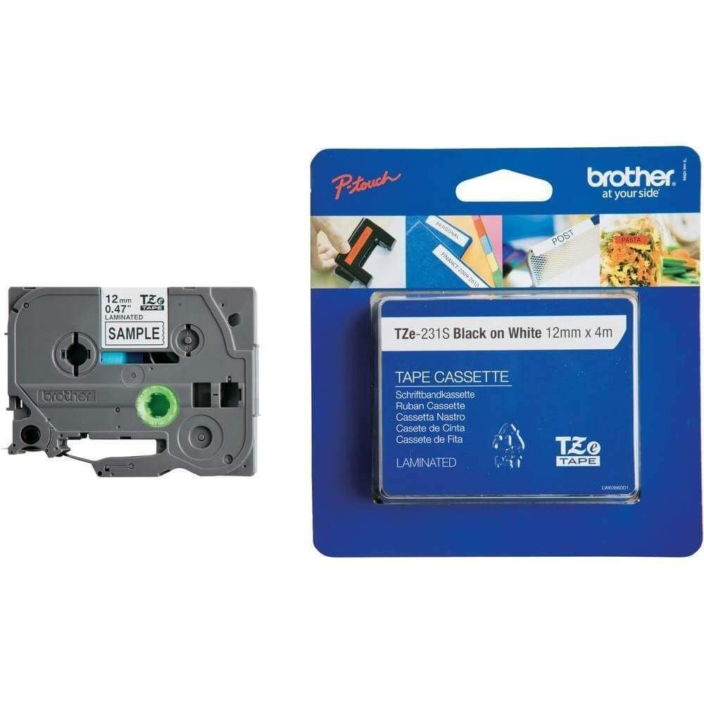 BROTHER Tape TZE-231S 12mm Black on White | Hem & Hobby | Pryloteket