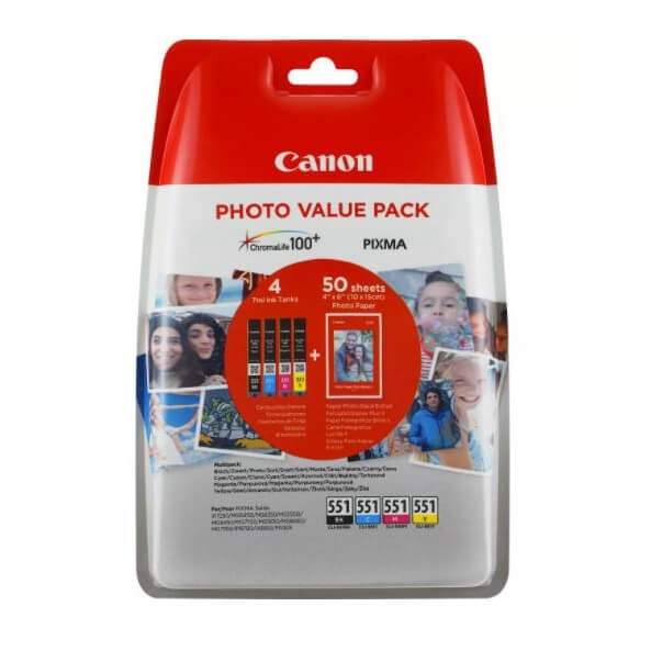 CANON Ink 6508B005 CLI-551 Multipack + Papir