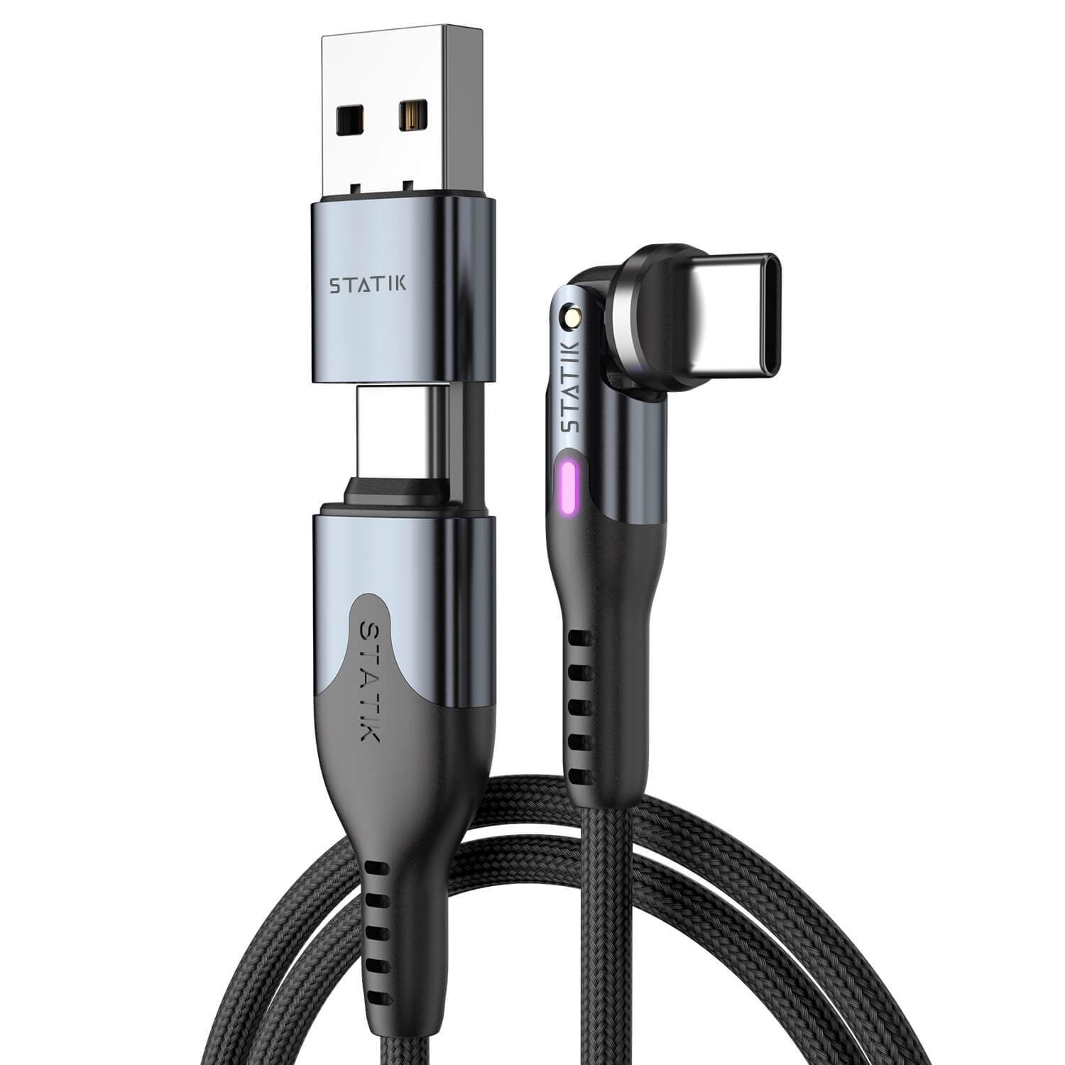 STATIK PowerPivot Pro Nylonflettet USB-C til USB-C, 1m sort