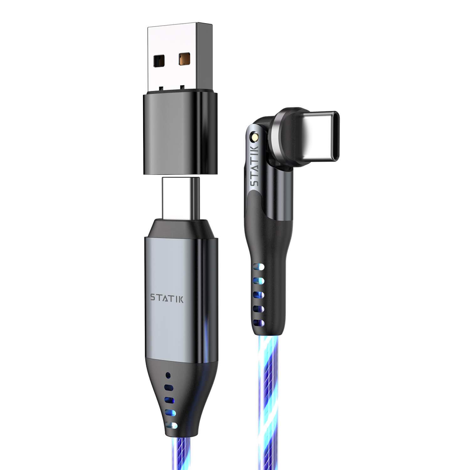 STATIK PowerPivot Pro, lysende LED USB-C til USB-C, 1m