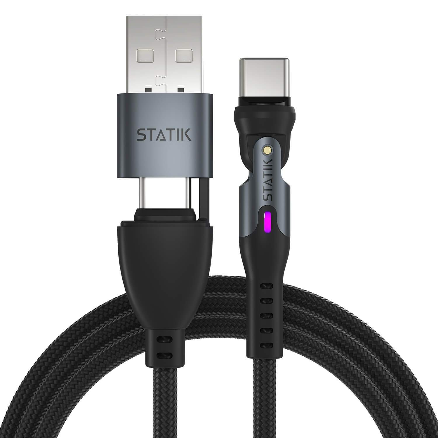 STATIK 360 Pro - Magnetisk spidskabler USB-C/Lightning/MicroUSB 1m Sort