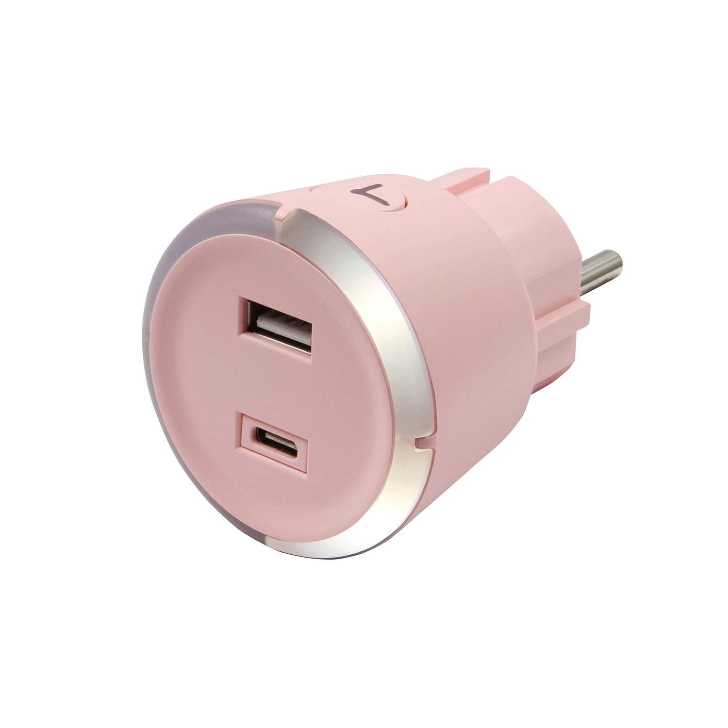 CAPIDI Turvaajastin USB A+C 1-4 tuntia 3.4A Pinkki
