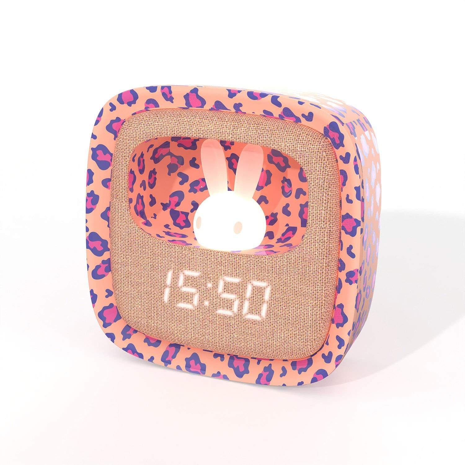 MOB vækkeur med lys Billy Clock Leopard Rose