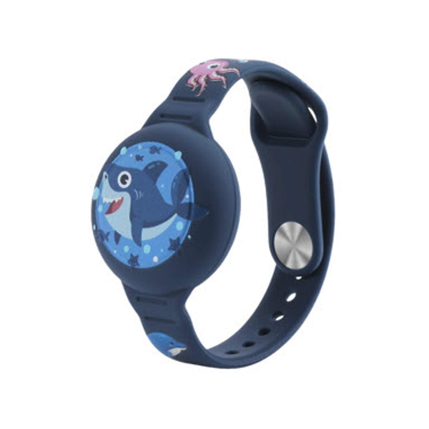 OFKOZ Armbånd til Apple AirTag Kids Vandtæt Shark/Blue