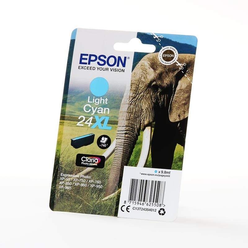 EPSON Ink C13T24354012 24XL lys cyan elefant