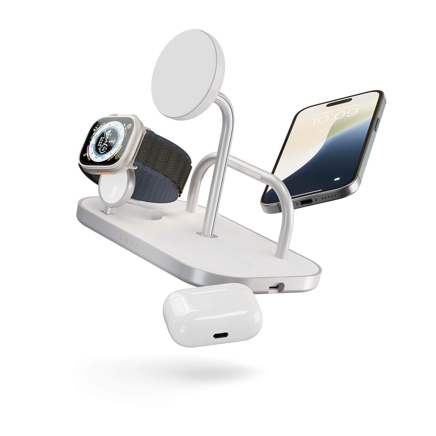 ZENS Trådløs oplader 4-i-1 Qi2 60W USB-C Out White