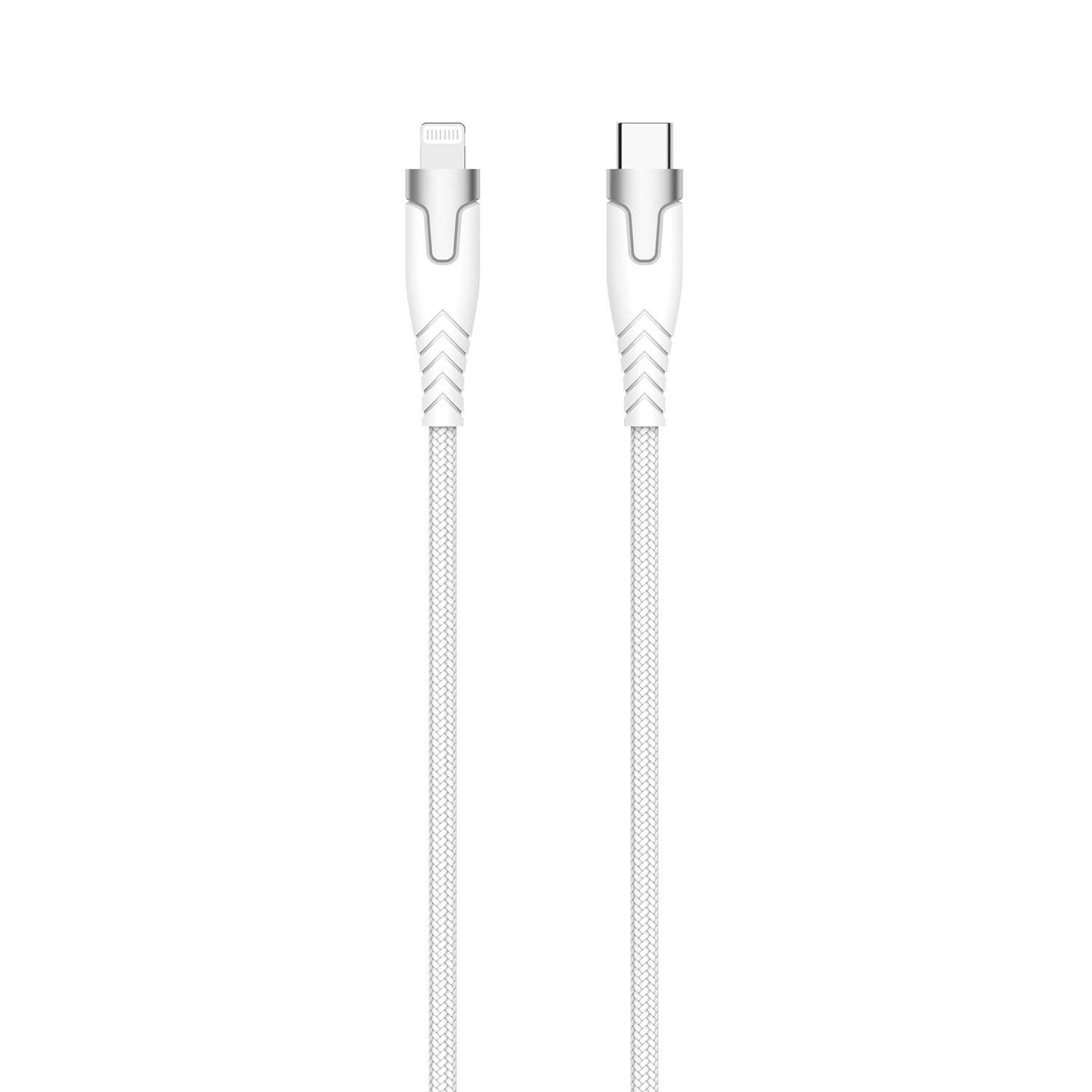 GEAR Kevlar kabel PRO USB-C til Lightning 1,5 m Kevlar kabel med Metalhus Hvid