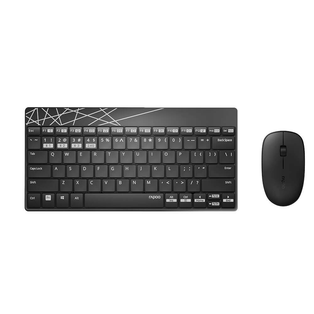 RAPOO Tastatur/Mus Sæt 8000M Wireless Multi-Mode Sort