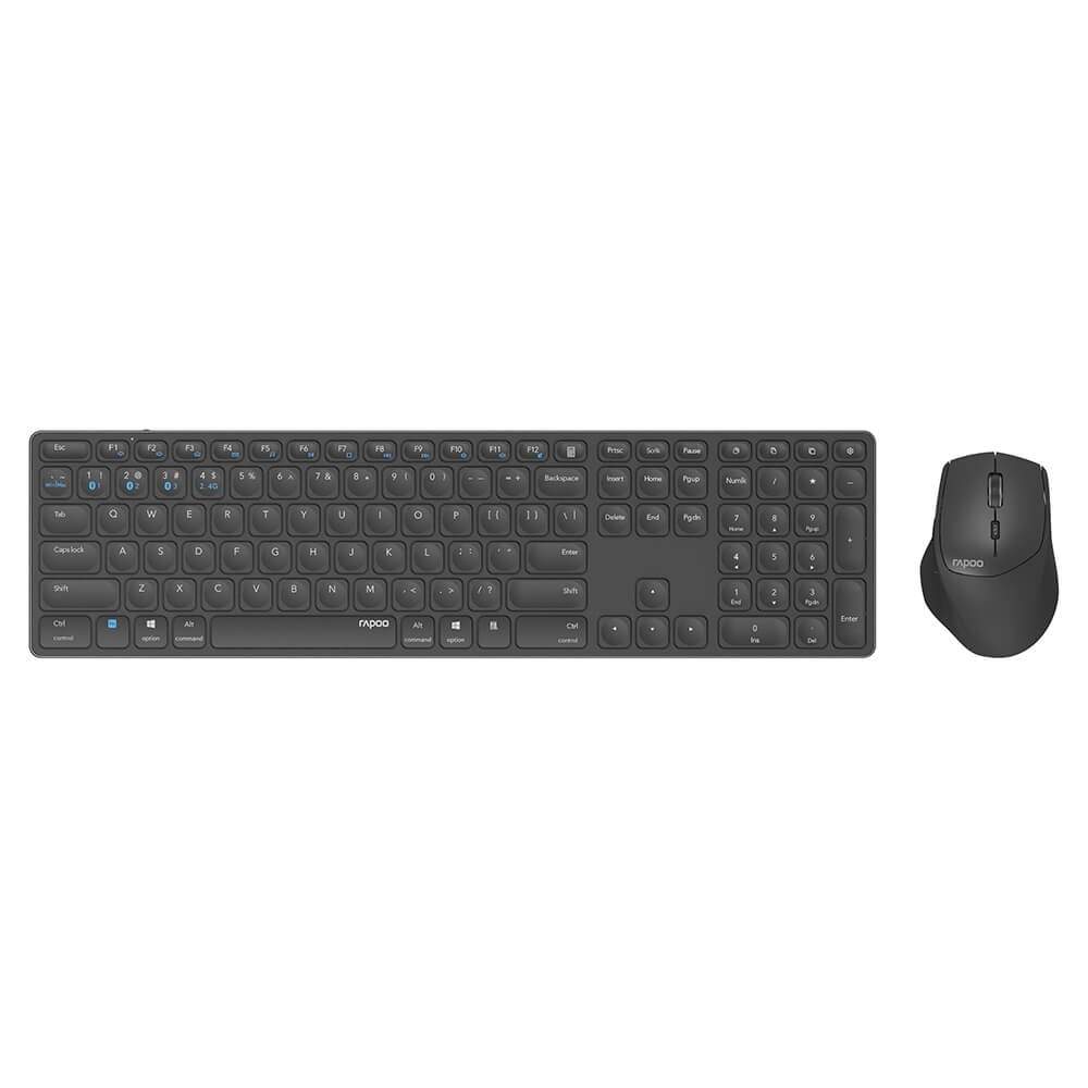 RAPOO Tastatur/Mus Sæt 9800M Trådløs Multi-Mode Mørkegrå