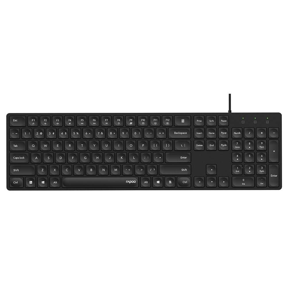 RAPOO Keyboard NK8020 Kabelført USB Sort