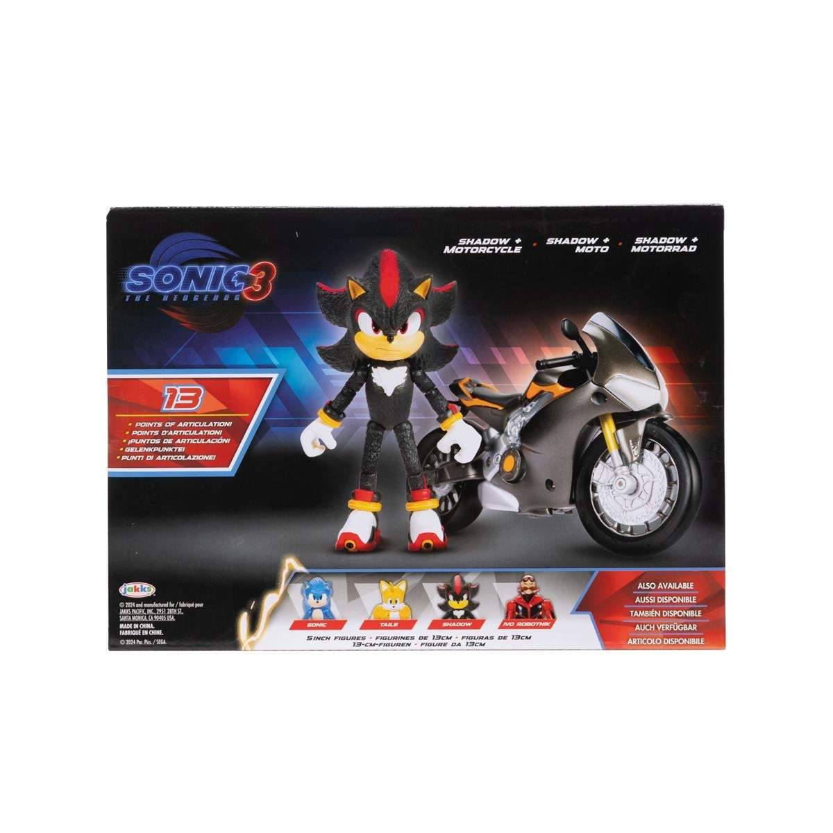 Sonic 3 Movie - 5" figur m/køretøj (motorcykel)