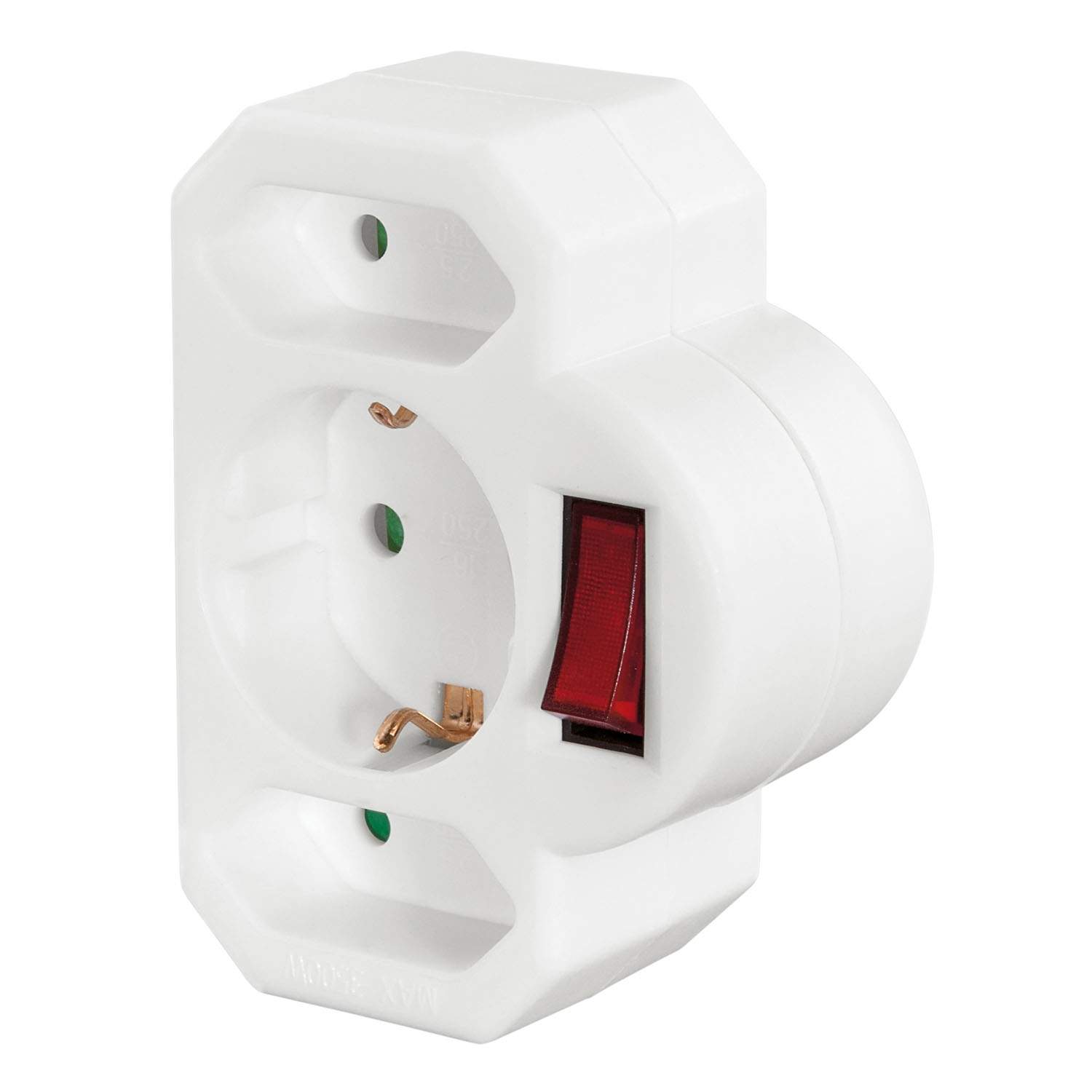 HAMA Socket Adapter 3-vejs med Switch White