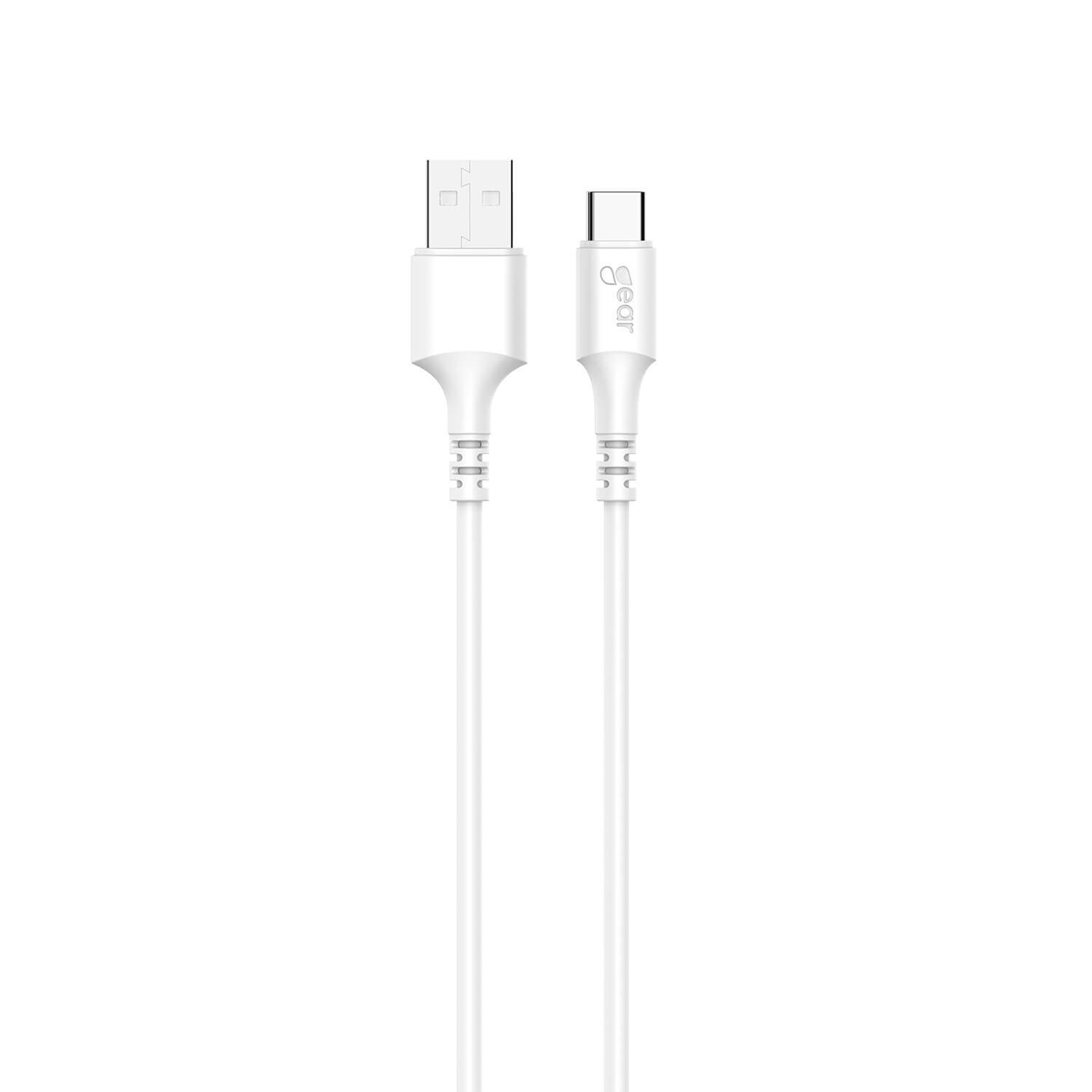 GEAR Ladekabel USB-A-USB-C 2.0 2m Hvid gen2 rundt kabel