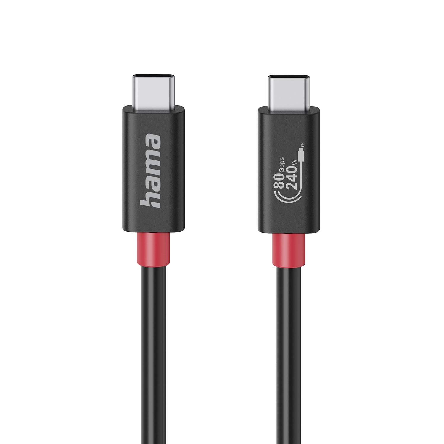 HAMA Kabel USB-C USB 4.0 Gen4 80 Gbit/s 240W 1.0m Sort