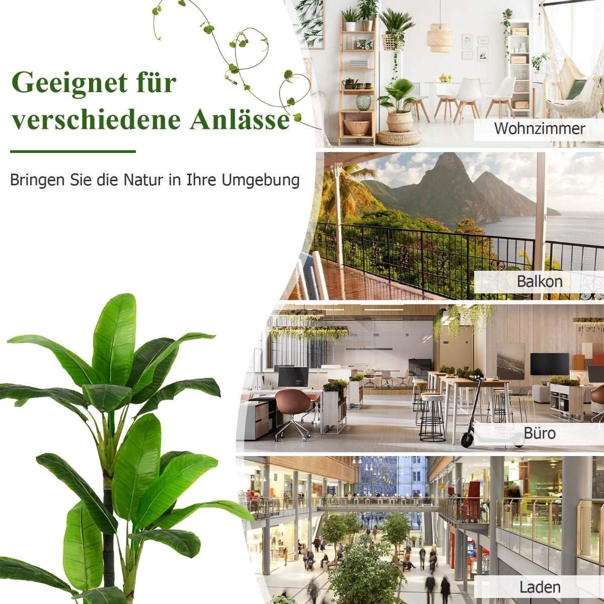 150 cm konstgjort bananträd – Frodig grön inomhusdekoration | Hem & Hobby | Pryloteket
