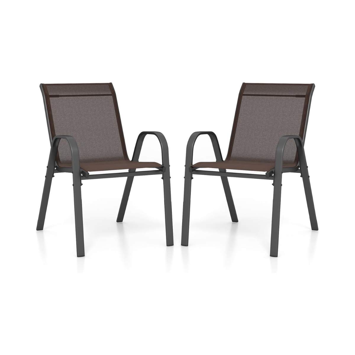 Stabelbare havestolesæt, Textilene & Metal, Brun