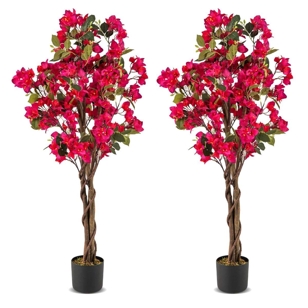 Kunstig Bougainvillea-træ, 120 cm, lyserøde blomster, sæt med 2