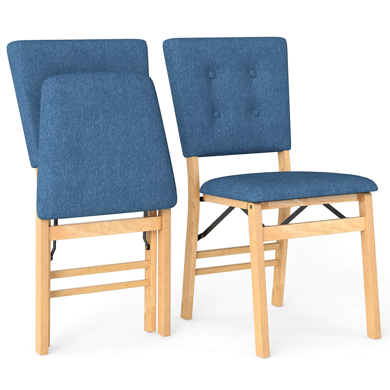 Klapbare spisestole sæt med 2 – Polstret, Blå hør