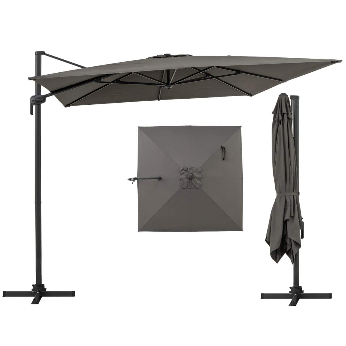 300x300 cm fritstående paraply – 360 graders rotation, justerbar hældning