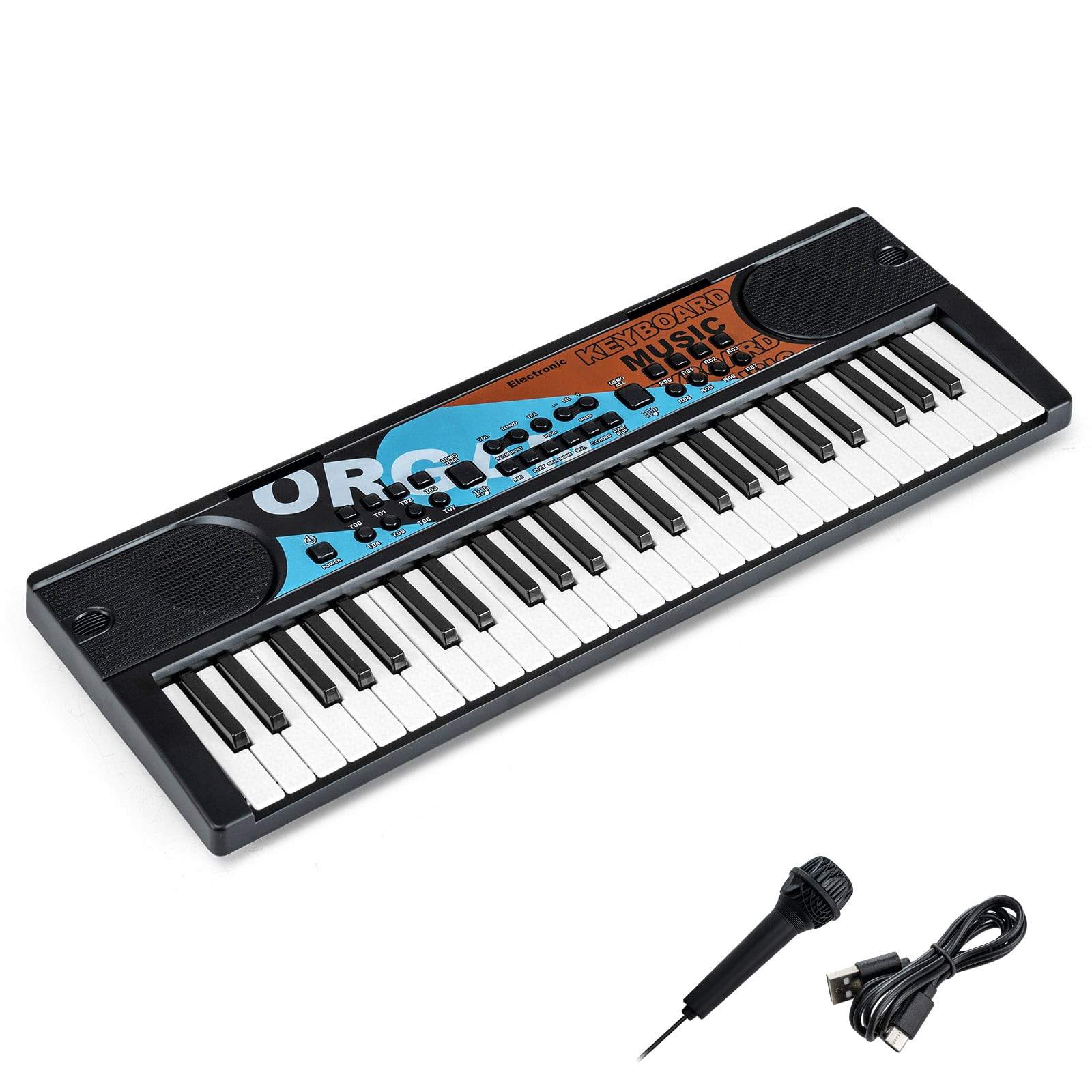 49-tangenters børnekeyboard – 8 rytmer, 8 lyde, sort