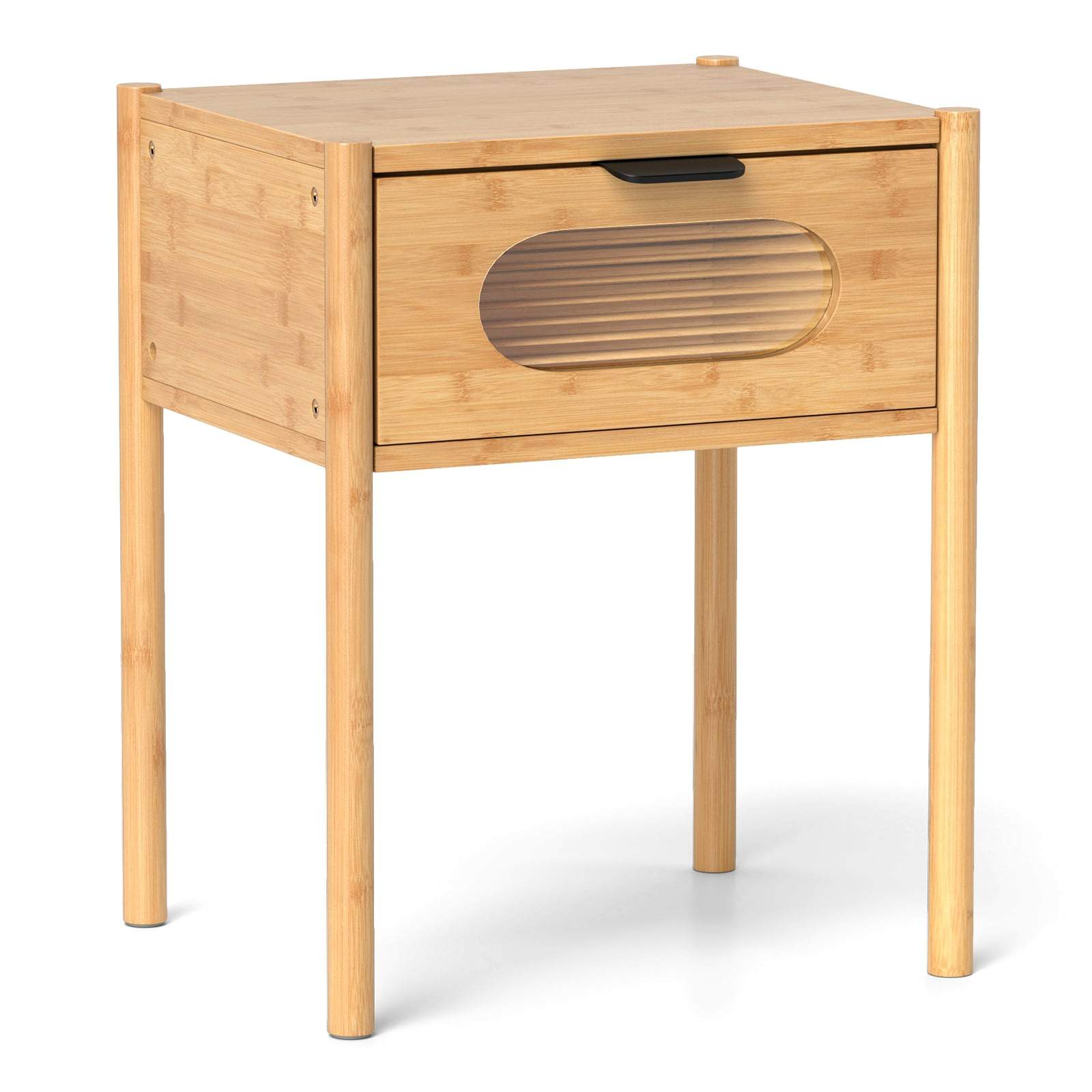 Nattduksbord i bambu med glaslåda – naturlig finish | Hem & Hobby | Pryloteket