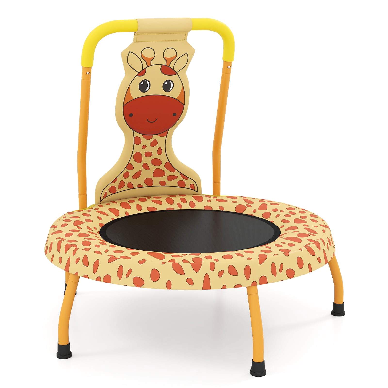 Mini-trampolin til børn med håndtag – girafdesign, 71 cm
